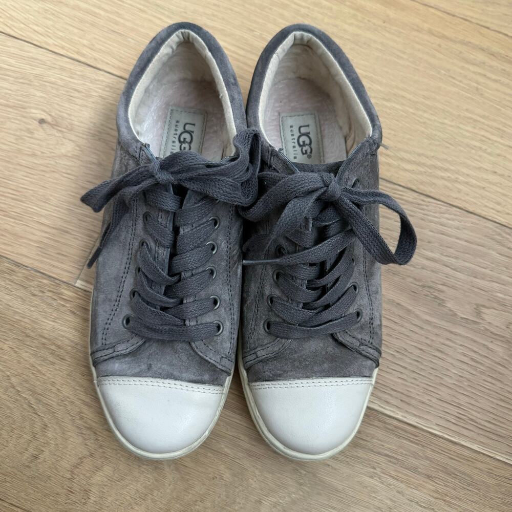 UGG Gray Suede Taya Sherpa Lined Low Top Sneakers Size 8 Fall/Winter